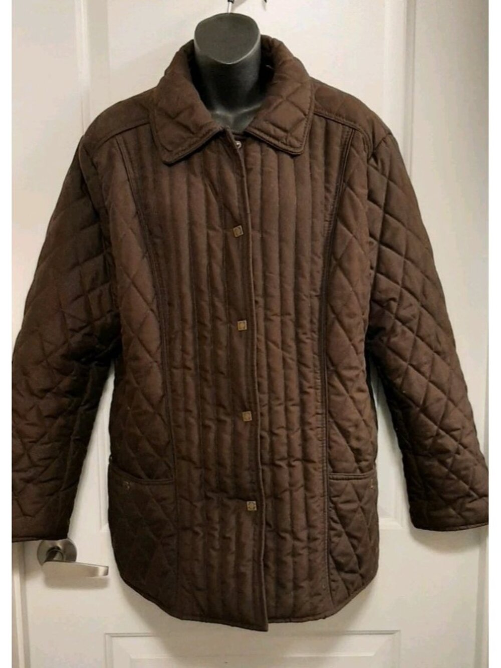 Women's XL TABI Simply Classic Outerwear Quilted Brown Jacket Snap Front